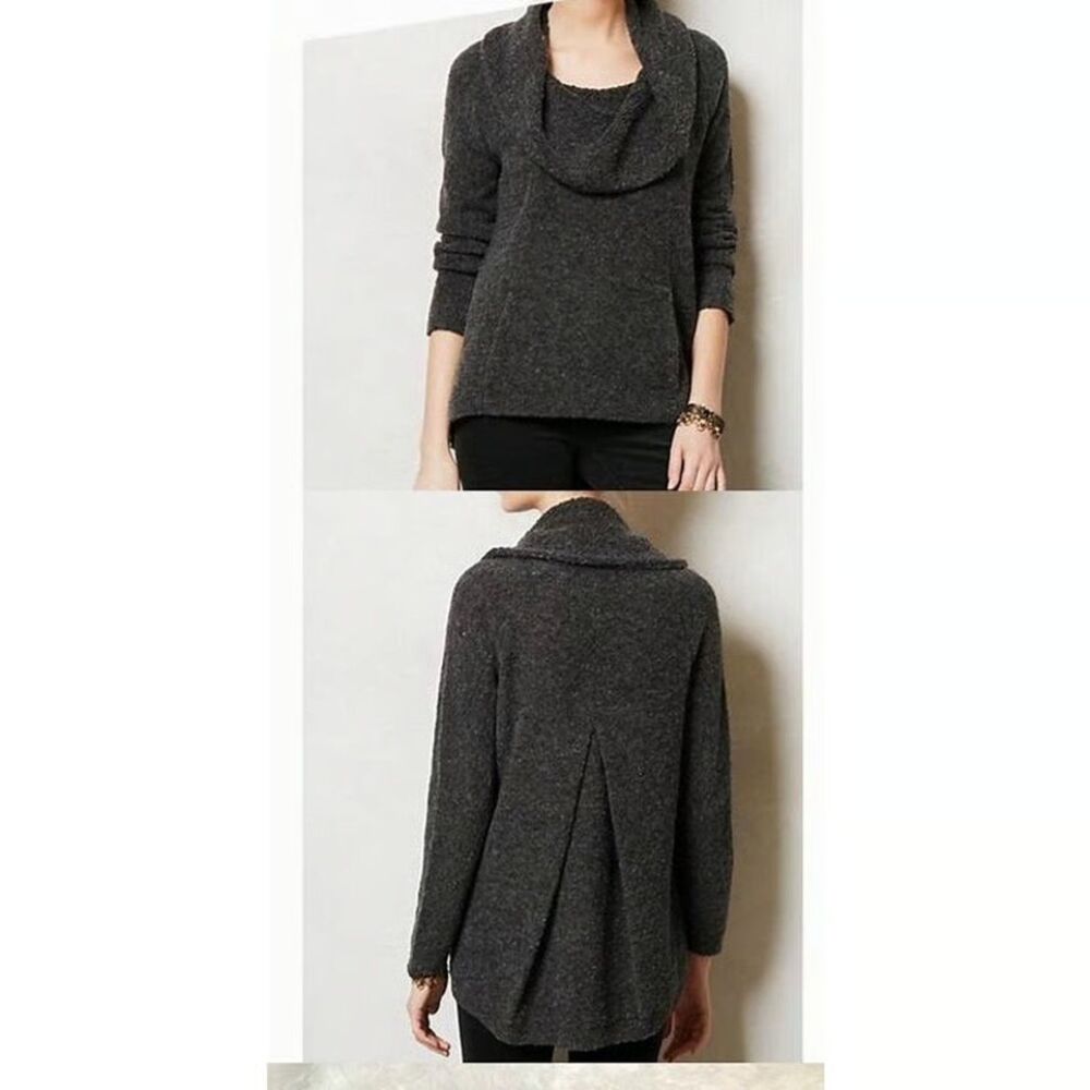 Anthropologie Angel of the North Gray Wool Boucle Cowlneck Sweater M